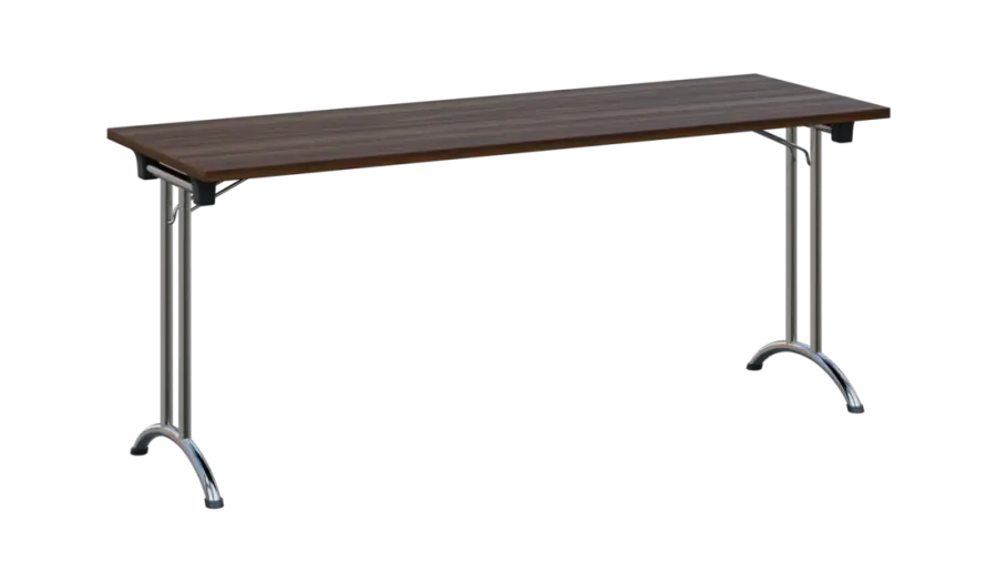 SLC 180 chrom skládací jednací stůl 1800x600, deska 25 mm, podnož chrom, deska ořech královský